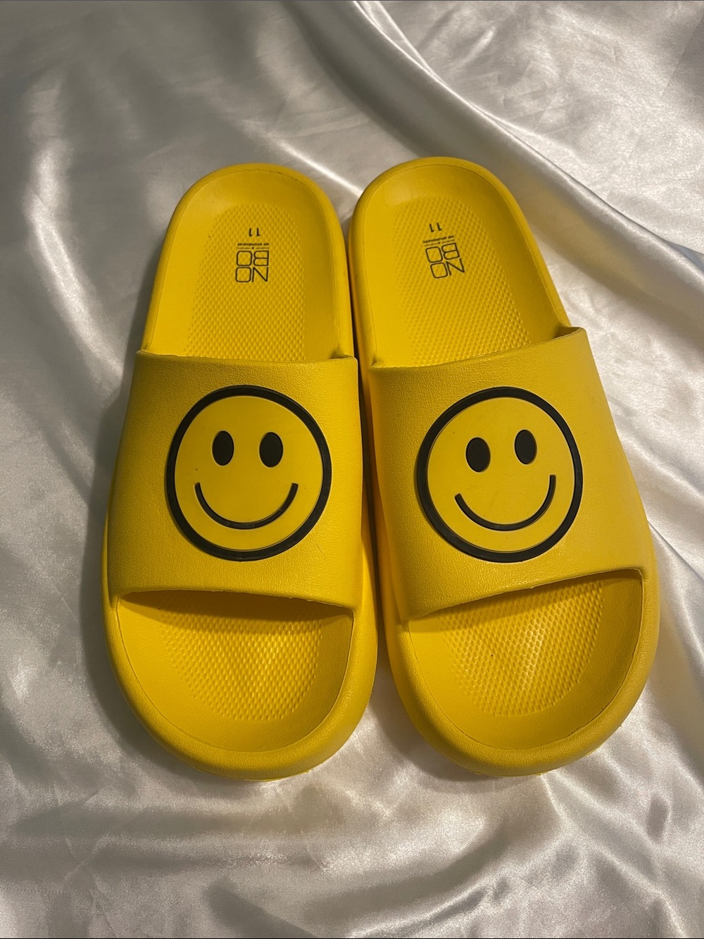 NOBO Yellow Smiley Face Slide Sandals